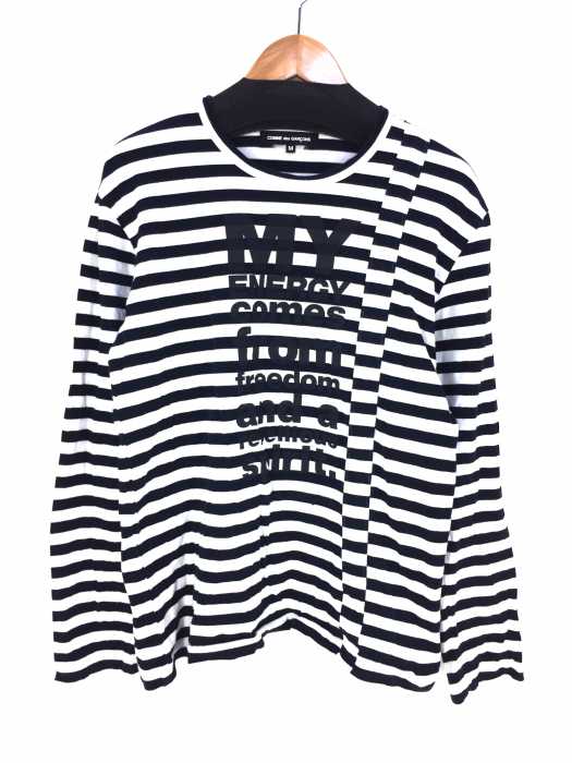 COMME des GARCONS （コムデギャルソン） メッセージプリント ボーダー カットソー レディース トップス