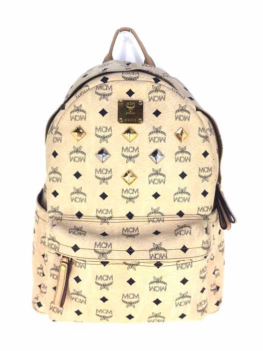 MCM （エムシーエム） ブランドロゴモノグラムスタッズ付きPVCレザーバックパック メンズ バッグ
