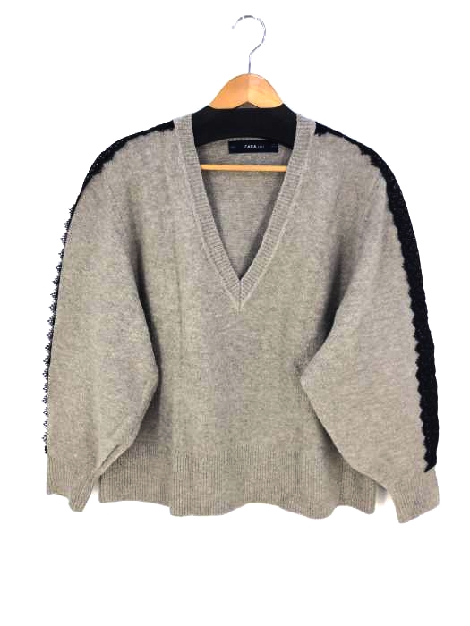 ZARA KNIT（ザラニット） Vネック レースデザイン レディース トップス