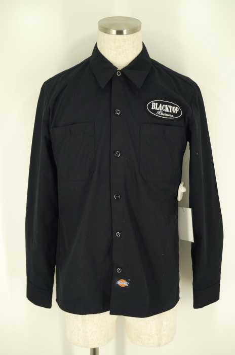 BLACKTOPMOTORCYCLE × Dickies (ブラックトップモーターサイクル×ディッキーズ) ロゴワッペン付きバックプリントボタンシャツ メンズ トップス