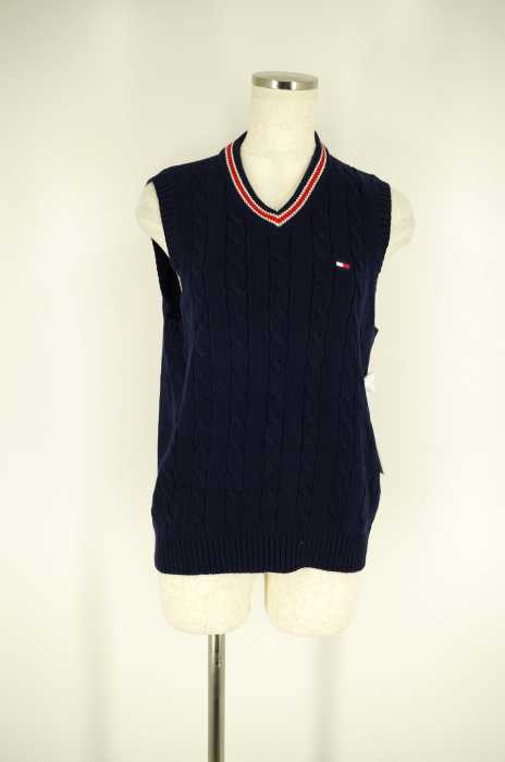 TOMMY HILFIGER （トミーヒルフィガー） ロゴ刺繍　コットンニットベスト レディース トップス