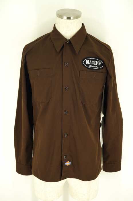 BLACKTOPMOTORCYCLE × Dickies (ブラックトップモーターサイクル×ディッキーズ) ロゴワッペン付きバックプリントボタンシャツ メンズ トップス