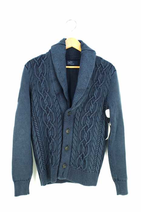 Gap （ギャップ） ショールカラー　インディゴ染め　ケーブル編み メンズ トップス