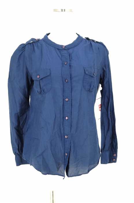 Ray BEAMS （レイビームス） シルク混エポレット付きノーカラーシャツ レディース トップス