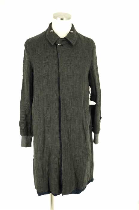 Sacai （サカイ） グレンチェック柄　リネン混リバーシブルステンカラーコート メンズ アウター