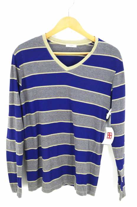 lot holon(ロットホロン) Vネックボーダーカットソー メンズ トップス