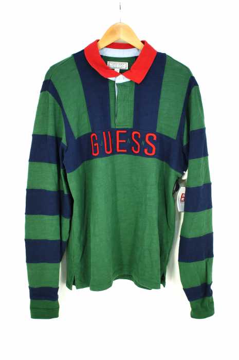 GUESS JEANS（ゲスジーンズ） ロゴ刺繍入り　長袖ラガーシャツ メンズ トップス