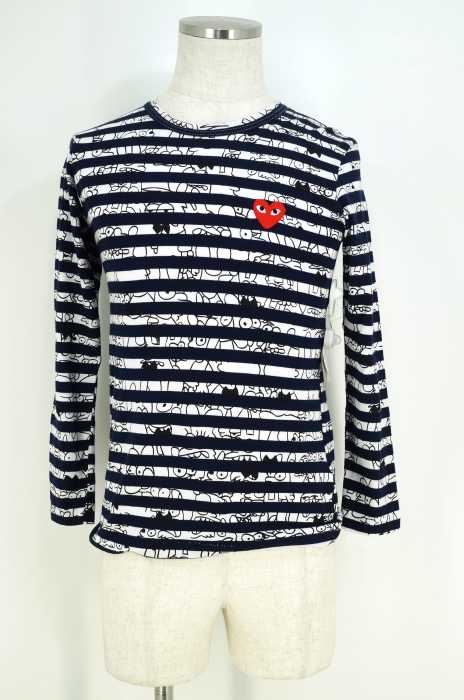 PLAY COMME des GARCONS (プレイコムデギャルソン) AD2009 ボーダー柄×キャラクタープリントカットソー レディース トップス
