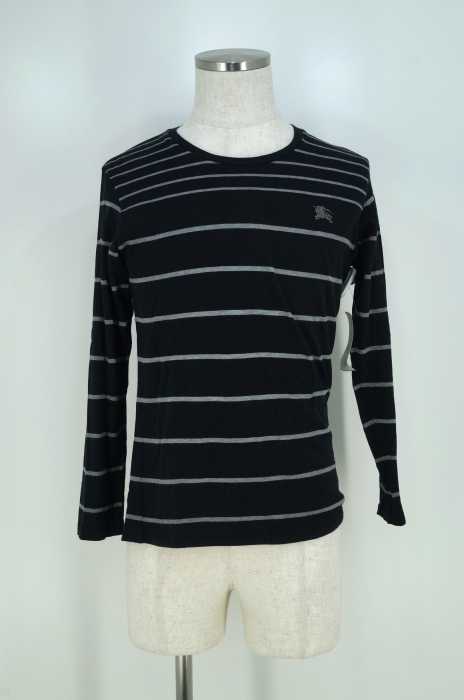 BURBERRY BLACK LABEL （バーバリーブラックレーベル） 刺繍入りボーダー柄ロングスリーブTシャツ メンズ トップス