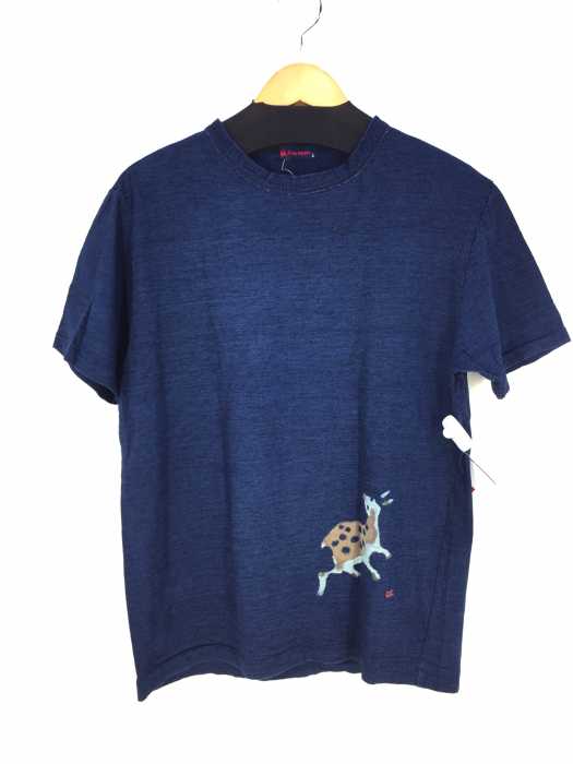 R by 45rpm(アールバイフォーティーファイブアールピーエム) インディゴ染め 鹿プリントTシャツ メンズ トップス