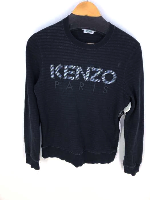 【美品】KENZO ロゴ刺繍 ボーダー スウェット KENZO ケンゾー クルーネックスウェット ボーダー 虎 タイガー L