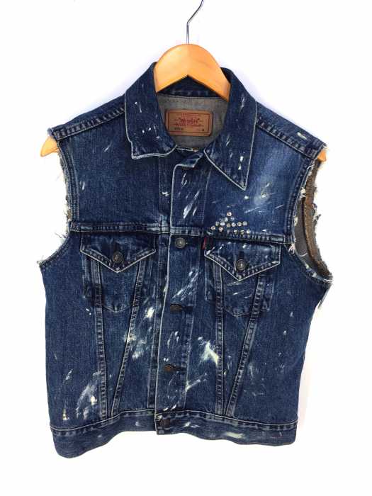 Levi's (リーバイス) スタッズ付きデニムベスト ダメージ加工 メンズ トップス