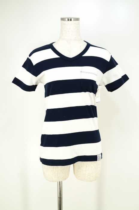 AZUL by moussy （アズールバイマウジー） ボーダー柄Vネック半袖Tシャツ レディース トップス