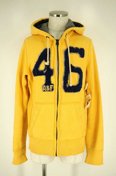 Abercrombie & Fitch (アバクロンビーアンドフィッチ) ワッペン付きスウェットジップアップパーカー メンズ トップス