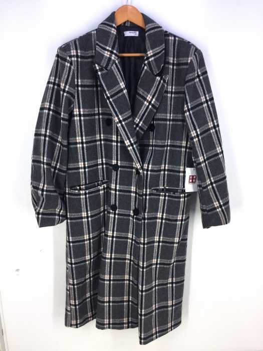 Merong Shop（メロングショップ） チェック柄ロングダブルコート レディース アウター