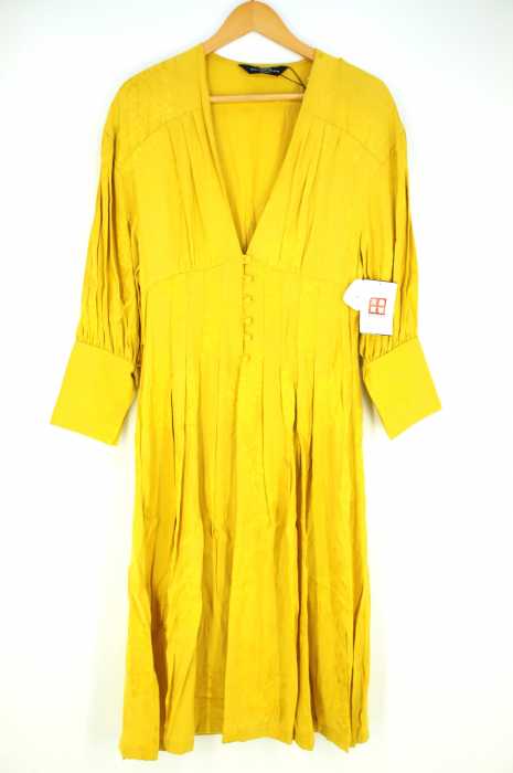 BERSHKA（ベルシュカ） ノーカラー プリーツ レディース ワンピース