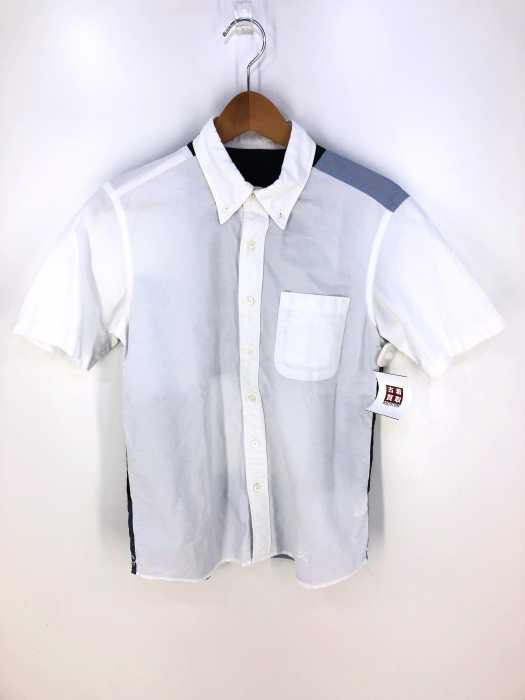 uniform experiment × Whiteline（ユニフォームエクスぺリメント × ホワイトライン） COLAR CHART PANEL OXFORD B.D short sleeves SHIRT メンズ トップス