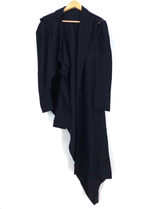 Yohji Yamamoto（ヨウジヤマモト） ウールギャバ アシンメトリ―ロングジャケット レディース アウター