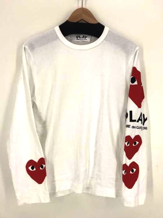 PLAY COMME des GARCONS（プレイコムデギャルソン） L/S TEE/WHITE 長袖Tシャツ　スリーブロゴ メンズ トップス