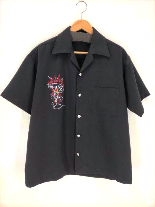 JOHNNY SUEDE(ジョニースエード) USA製 刺繍半袖オープンカラーシャツ メンズ トップス