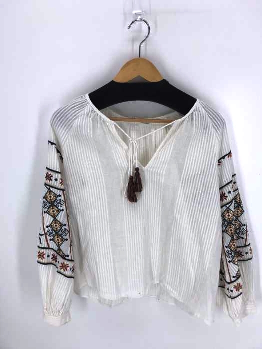 ZARA（ザラ） EMBROIDERED BLOUSE WITH DRAWSTRINGDETAILS レディース トップス
