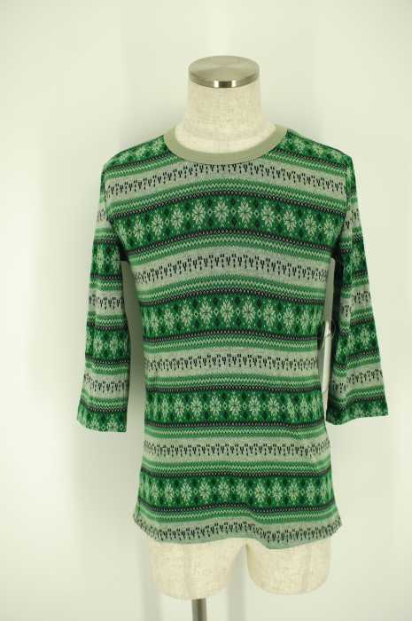 melple （メイプル） ジャカードスノーフレークス七分袖カットソー メンズ トップス