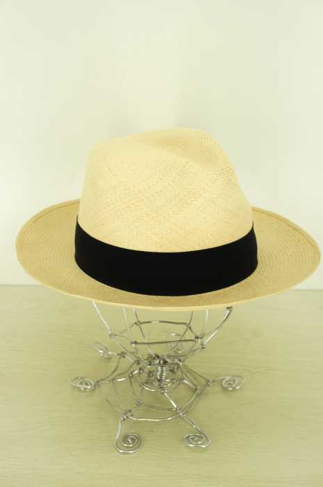 Borsalino（ボルサリーノ） リボンロゴ入りパナマハット メンズ 帽子