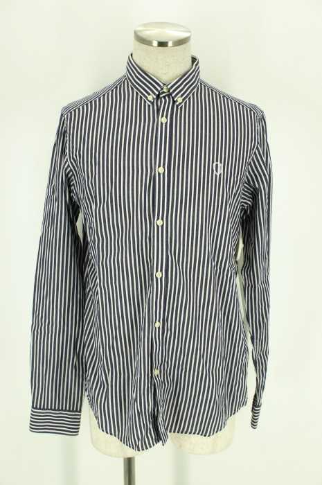 Ben Sherman (ベンシャーマン) ストライプ柄刺繍ロゴ入り長袖ボタンダウンシャツ メンズ トップス