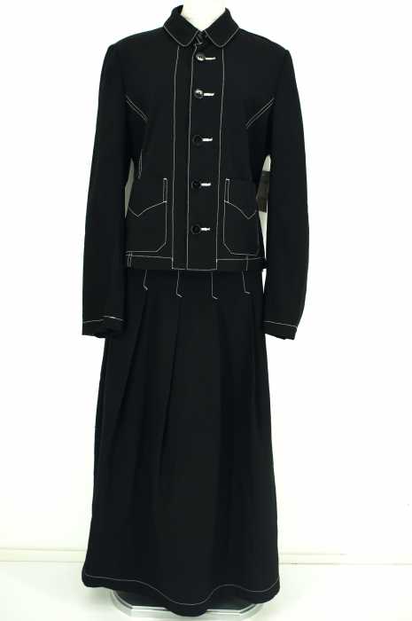 tricot COMME des GARCONS (トリココムデギャルソン) 丸襟ホワイトステッチジャケット&ラッププリーツスカート レディース パンツ