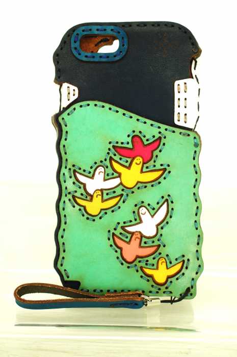 OJAGA DESING × Mark Gonzales (オジャカデザイン×マークゴンザレス) エンジェル iPHONE ケース レザースマホケース メンズ ファッション雑貨