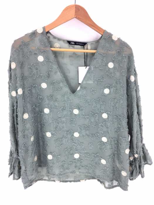 ZARA（ザラ） Vネック刺繍ブラウス レディース トップス