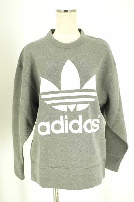 HYKE x adidas Originals （ハイク×アディダスオリジナルス） 15AW トレフォイルロゴプリントバックジップクルーネックスウェット レディース トップス