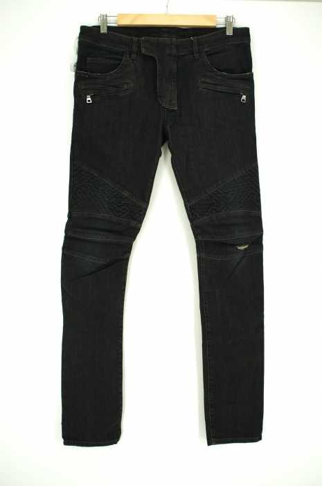 BALMAIN （バルマン） ブラックウォッシュバイカーストレッチデニムパンツ メンズ パンツ