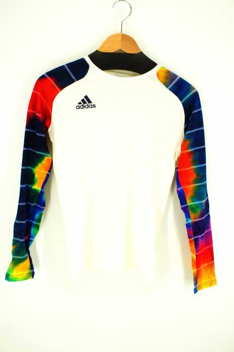 adidas (アディダス) レインボー柄切替ラグランカットソー レディース トップス