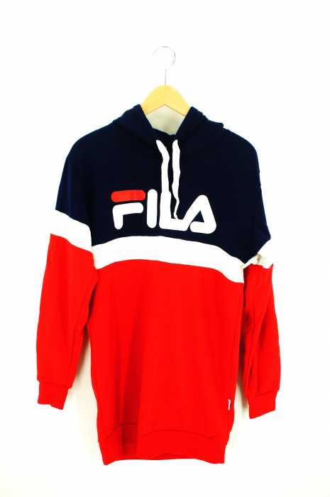 FILA （フィラ） ロゴプリントトリコロールカラープルオーバーパーカー メンズ トップス