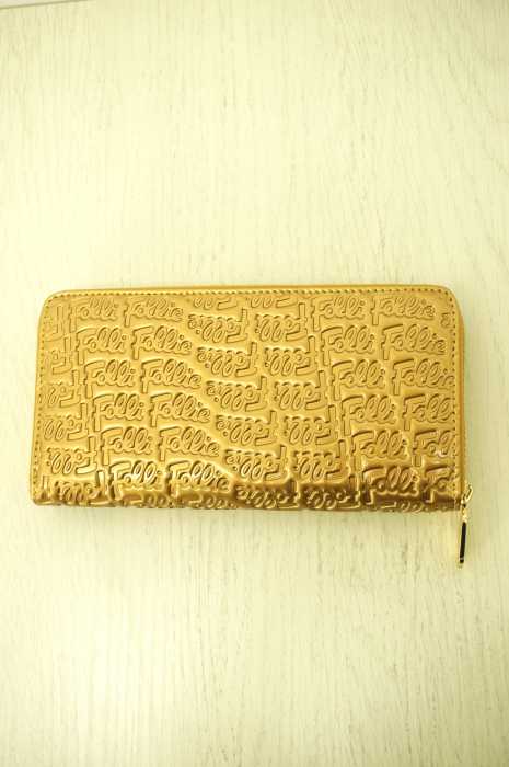 Folli Follie (フォリフォリ) ロゴ総柄パテントレザーラウンドジップウォレット 長財布 レディース ファッション雑貨