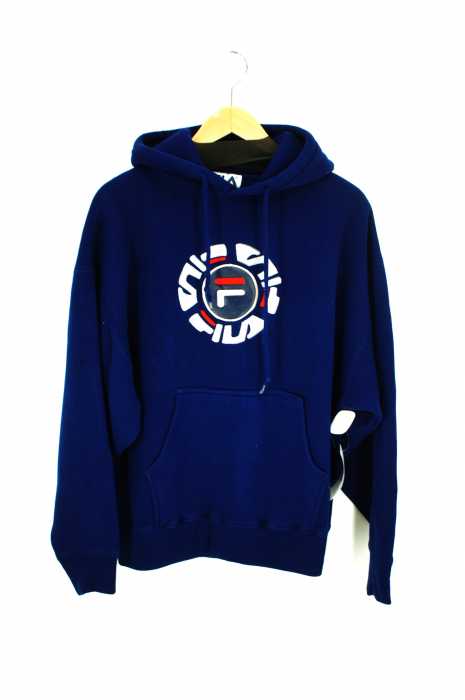 FILA （フィラ） フロントレザーロゴプルオーバーパーカー メンズ トップス