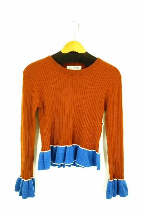 Ray BEAMS （レイビームス） リブ バイカラーフリル プルオーバー レディース トップス