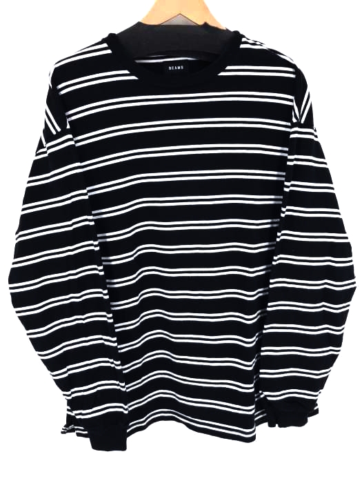 BEAMS（ビームス） マルチ ボーダー クルーネック ロング Tシャツ メンズ トップス