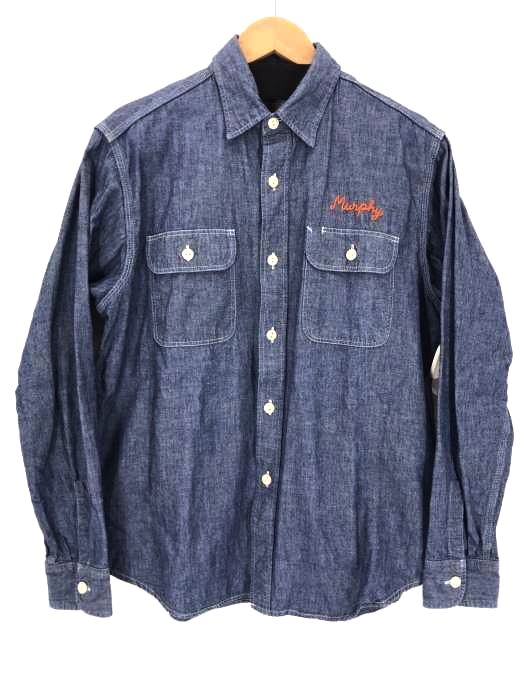 SUGAR CANE（シュガーケーン） CHAMBRAY WORK SHIRT チェーン刺繍 シャンブレー ワークシャツ メンズ トップス