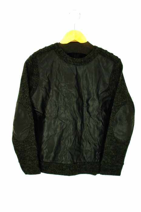 Stussy Women （ステューシーウィメン） フェイクレザー切替プルオーバー　エルボーパッチ　バックボタン レディース トップス