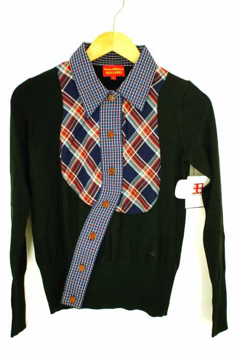 Vivienne Westwood RED LABEL（ヴィヴィアンウエストウッドレッドレーベル） チェック柄シャツドッキングカーディガン レディース トップス