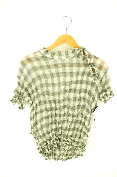 ISSEY MIYAKE WHITE LABEL（イッセイミヤケ） シワ加工チェックブラウス レディース トップス