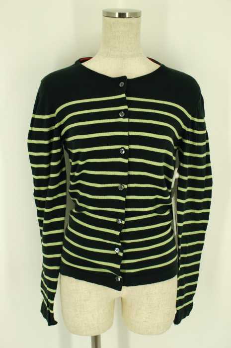 AQUASCUTUM×SCOTT&CHARTERS （アクアスキュータム×スコットアンドチャーターズ） ボーダーコットンカーディガン レディース トップス