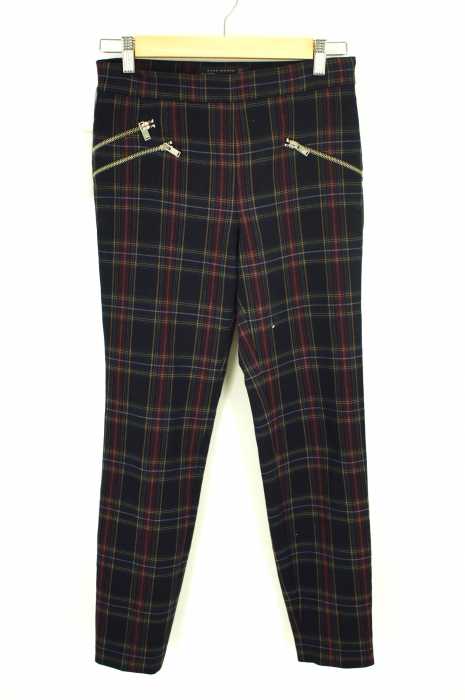 ZARA WOMAN （ザラ ウーマン） チェック柄ジップデザイン本でぃングパンツ レディース パンツ