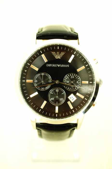 EMPORIO ARMANI 腕時計 Emporio Armani Luigi Automatic Skeleton Black Dial Black