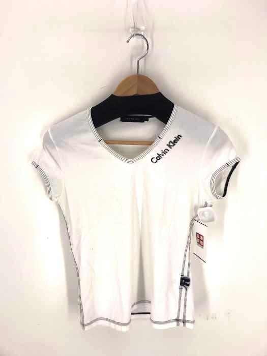 Calvin Klein Jeans(カルバンクラインジーンズ) ロゴプリント ストレッチVネックTシャツ レディース トップス