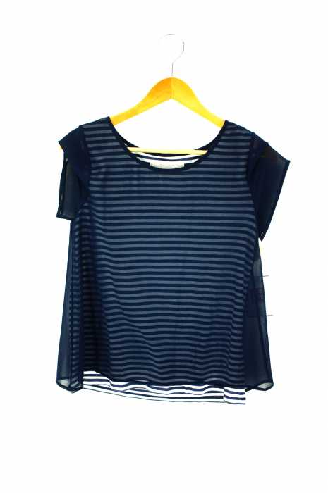 BEAUTY & YOUTH UNITED ARROWS  （ビューティーアンドユースユナイテッドアローズ） シフォン×ボーダー レイヤードショートスリーブ レディース トップス