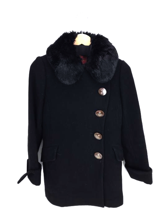Vivienne Westwood RED LABEL（ヴィヴィアンウエストウッドレッドレーベル） ラビットファー付き オーブボタン ウールコート レディース アウター