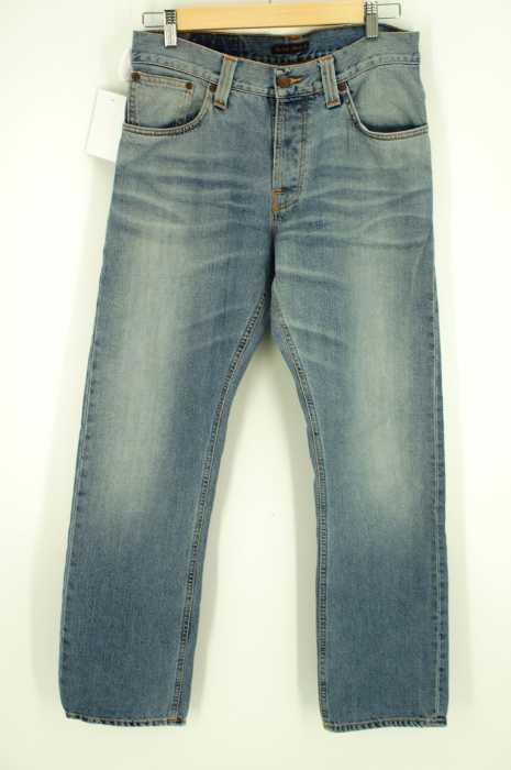 Nudie Jeans （ヌーディージーンズ） AVERAGE JOE  USEDウォッシュ加工ストレートデニムパンツ メンズ パンツ